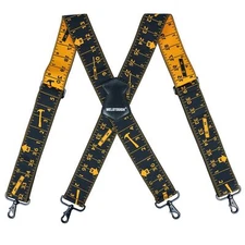 Mens Suspenders 2 Inch Wide X Back Work Suspenders Adjustable Fully Elastic B...