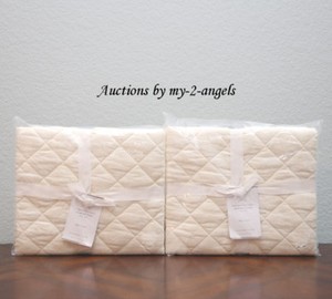 S 2 New Pottery Barn Belgian Flax Linen Diamond Quilt Ed King