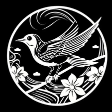 Bird Flower Scene White Vinyl Decal Car Truck Window Laptop Notebook Tablet