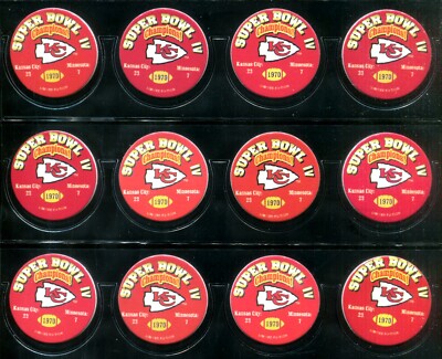 1994 Team NFL Milk Caps Pogs 1970 SUPER BOWL IV KANSAS CITY CHIEFS 24 Count