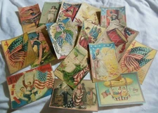 Set of 16 VICTORIAN LARGE VINTAGE Patriotic images from vintage postcards-Set #1