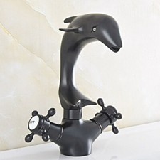 Black Oil Rubbed Brass Dolphin Shape Bathroom Faucet Basin Sink Mixer Tap