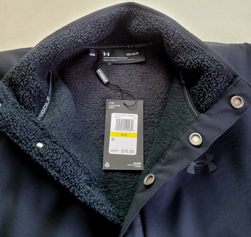 Suéter para hombre UNDER ARMOUR negro M Sherpa polar pila 1/4 botón a presión sudadera Foto 4 de 4