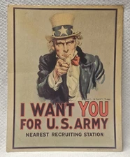 Authentic Vintage 1979 Uncle Sam I Want You for U.S. Army Recruiting Poster 14”