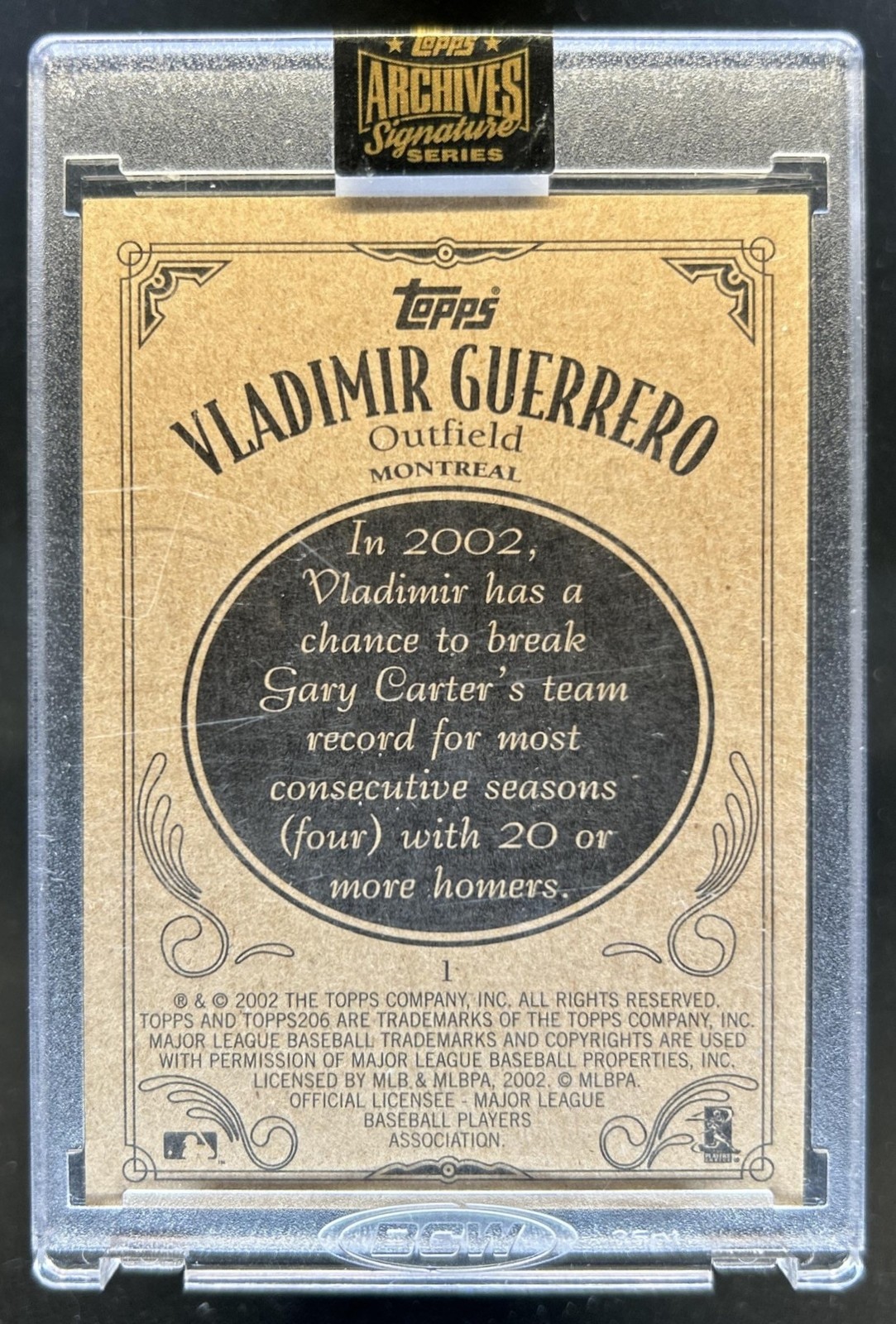 2021 Topps Archival Signature Series Vladimir Guerrero Auto Autograph #1/1 view 2