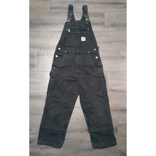 Carhartt Mens Black Duck Canvas Double Knee Bib Overalls Workwear R01 BLK