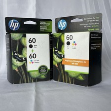 lot of 2 Genuine hp 60 ink Black  Tri-color Exp 1/25  10/22 New Unopened Boxes