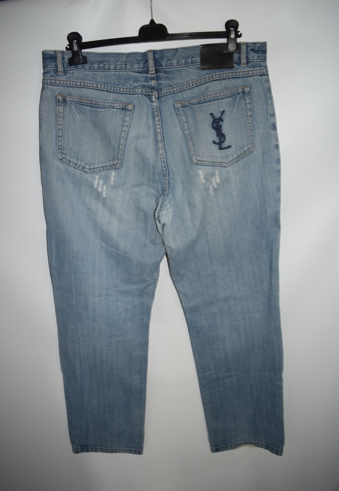 Jeans uomo Yves Saint Laurent vintage YSL grande logo invecchiato denim taglia W36 L32