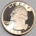 1992-S PROOF WASHINGTON QUARTER IN HIGH-QUALITY CONDITION, EXCELLENT DETAIL CLAD