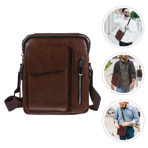 Men Shoulder Bag Pu Zipper Messenger Bag Crossbody For Business And - Picture 6 of 9