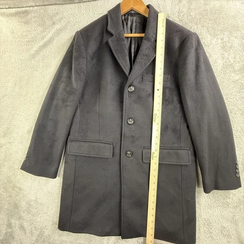 Peter Manning Coat Mens 2XL Black Wool Cashmere Overcoat Lined Classic image 13