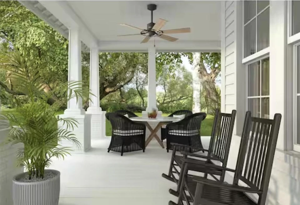 Hunter Barrel 52 pulgadas Ventilador de techo negro mate interior/exterior incluido Foto 3 de 4