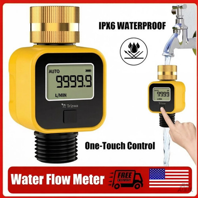 #ad Water Flow Meter with Brass Metal Thread Measures Gallons Liters amp; Flow Rate $16.99