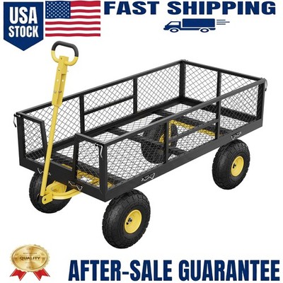 900 lbs Heavy Duty Steel Garden Cart All-Terrain Utility Wagon for Yard, Lawn