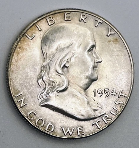 1954-S Franklin Half Dollar UNC Uncirculated San Francisco Mint 90% Silver