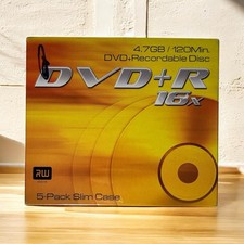 New Memorex 5 Pack DVD R 16X Recordable Media Disc. 4.7 GB, 120 min Sealed