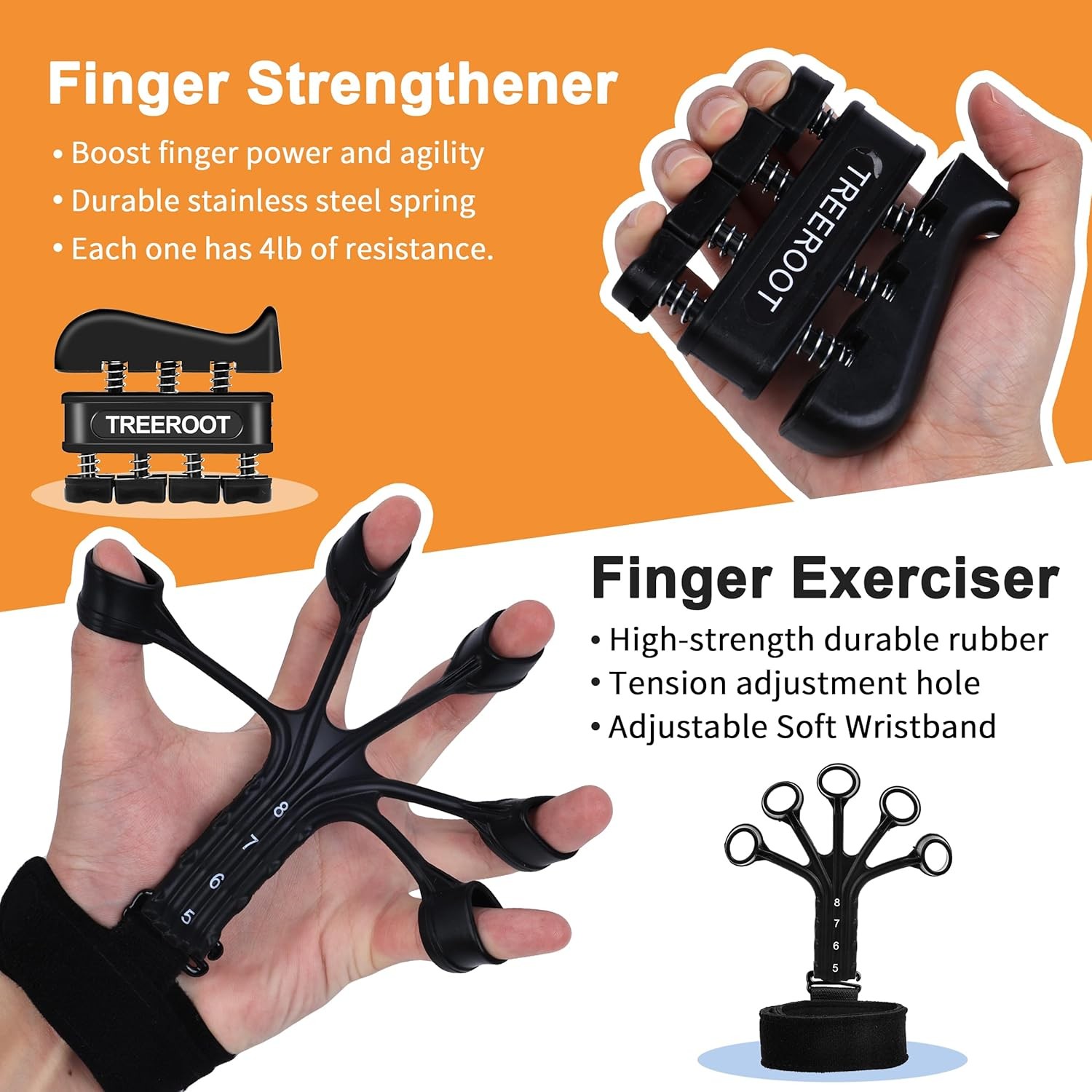 5pcs Grip Strength Trainer Kits Hand Gripper Strengthener Forearm