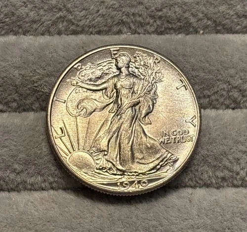 1940 Silver Liberty Walking Hall Dollar Gem BU Super