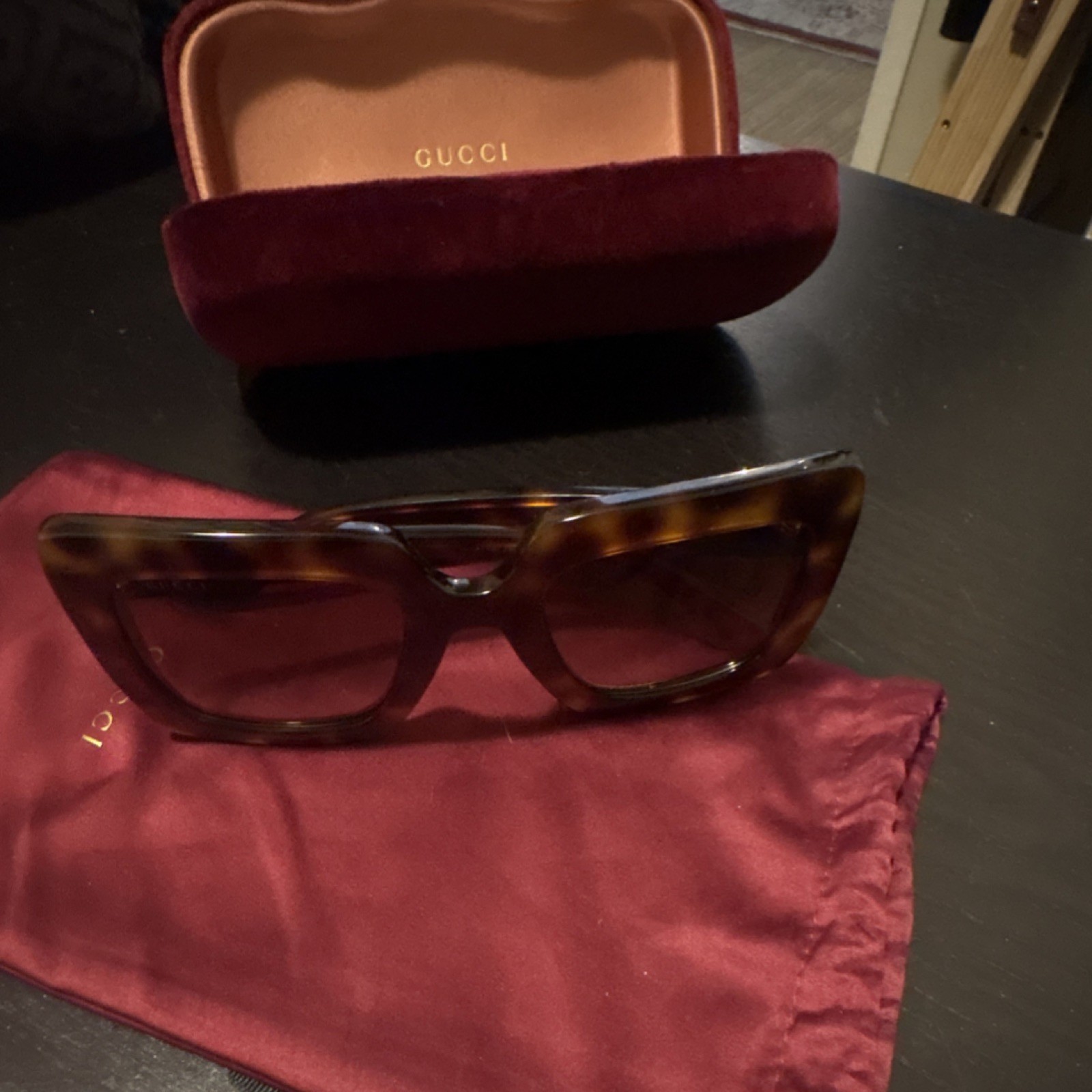 Gucci Oversized Square Tortoise Shell Sunglasses … - image 3