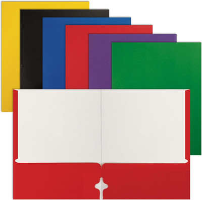 Better Office Products Letter Size Paper Portfolios Case of 100, Assorted Primar