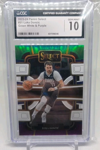 2023-24 Panini Select NBA Luka Doncic Green White Purple CGC 10 #51