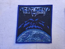 TESTAMENT, THE NEW ORDER, SEW ON BLUE BORDER WOVEN PATCH