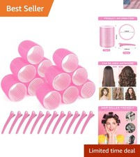 Super Jumbo Hair Rollers 12 Pack - Heat-Free Self Grip Curlers for Volume