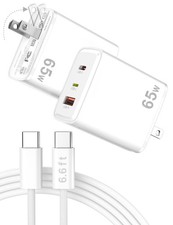 USB C Charger for iPhone 17 65W PPS 3-Port GaN Super Fast Wall Foldable Charg...