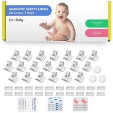 Child Safety Locks: Magnetic Cabinet Locks for Parent Peace of Mind - 20 Pack