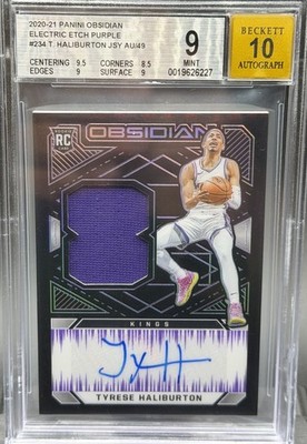 2020 Obsidian Tyrese Haliburton RPA Purple Etch Color Match /49 BGS 9 Auto 10