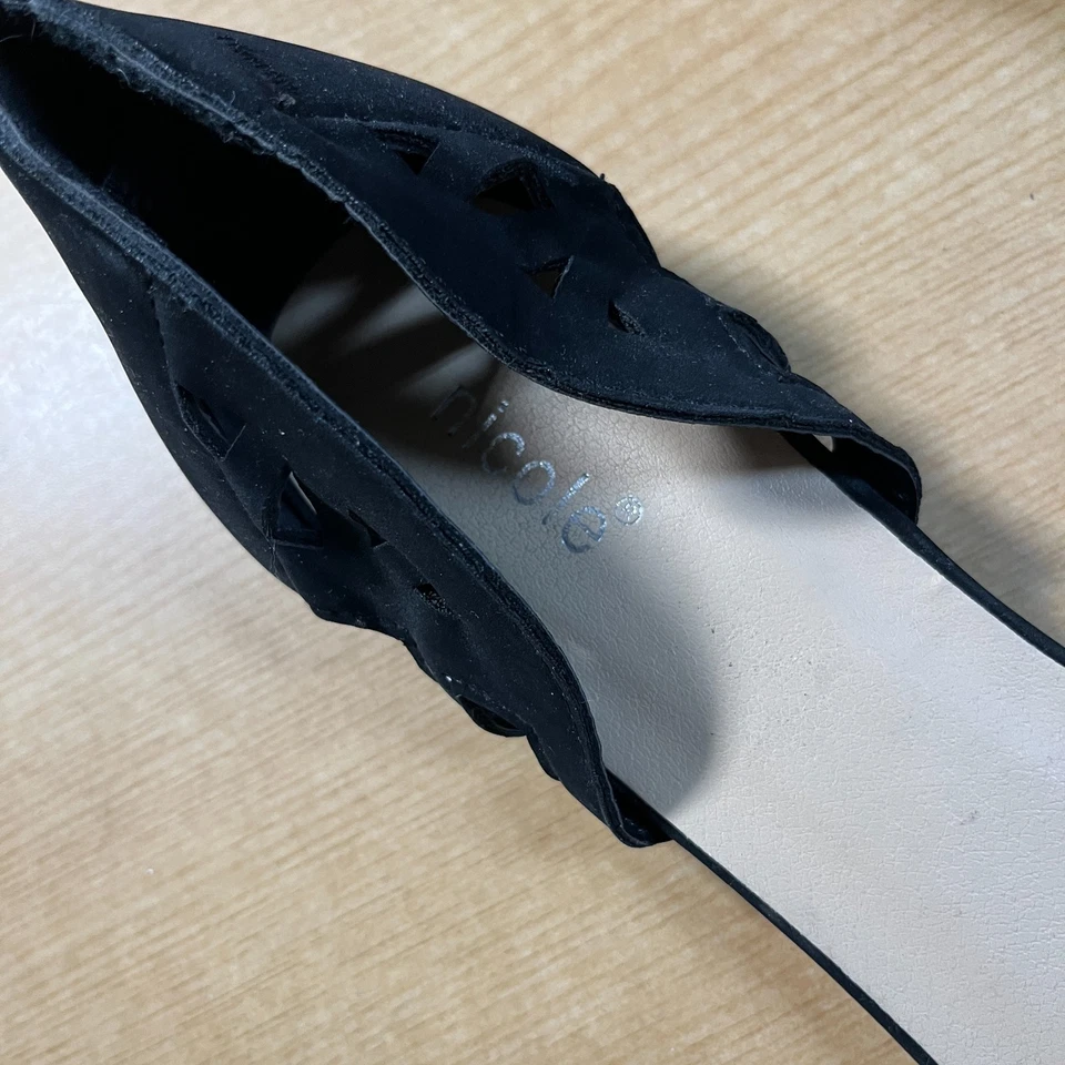 Nicole Mujer Negro Gamuza Zapatos Planos Talla 11 Foto 2 de 4