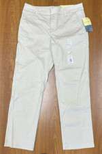 Sonoma Womens Pant Beige Original Straight Leg Cotton Blend Stretch 10 Short NWT