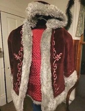 RARE VTG ILGWU Junior 32" Concepts 70s Embroidered Faux Fur Hood Winter Coat