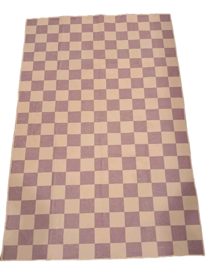 Alfombra a cuadros púrpura y blanca de 4x6 pies para sala de estar dormitorio Foto 2 de 2