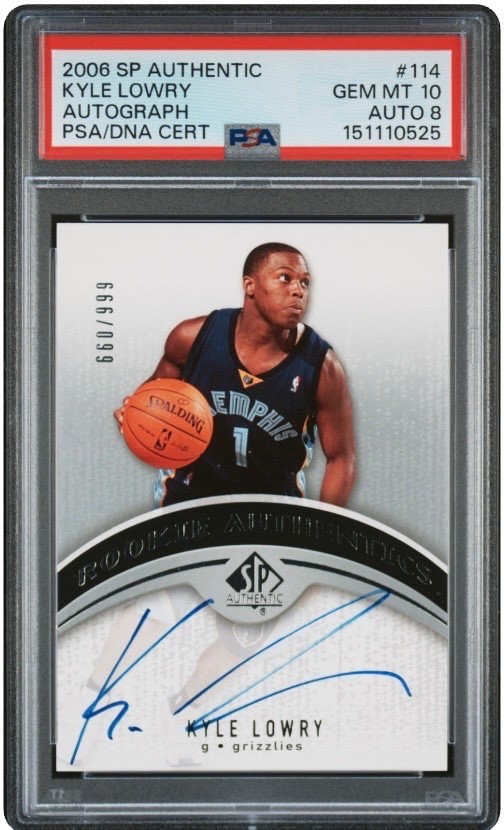 2006 SP Authentic Kyle Lowry #114 RC Rookie 660/999 Autograph 8, PSA 10