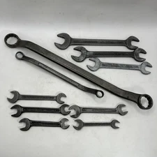 10 Vintage Drop Forged In USA Wrenches. 5/16”-7/8” Double Open End Double Box