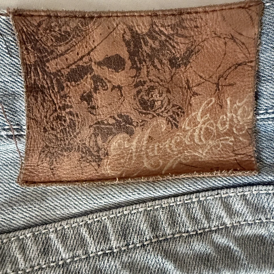 Pantalones de mezclilla Marc Ecko para hombre 32x30 corte bota lavado medio patinador rap ropa de calle bigotes Y2K Foto 4 de 4