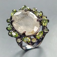 Gemstone 18 ct Natural Rutilated Quartz Ring 925 Sterling Silver Size 8 /R445200
