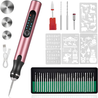 Electric Engraving Pen with 37 Bits, USB Rechargeable Cordless Engraving Machine