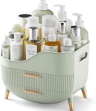 Makeup Organizer with Drawers, Green Skincare Organizer for Vanity, Storage Box