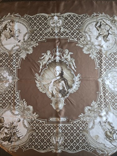 Hermès Paris Louis XV Silk Carré Scarf 90cm Brown & Ivory with Box