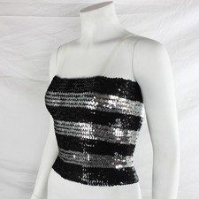 Set - 8x Sequin Top - Silver and Black