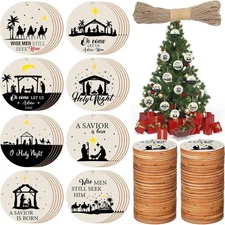 Remerry 96 Pcs Nativity Scene Christmas Tree Ornament Wooden Scene... 