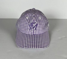 New Era Youth Miami Marlins Purple White Checked 9Twenty Adjustable Hat Girls