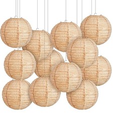 Pcs Print Burlap Paper Lanterns Round Chinese Paper Lanterns 8 Inch 12