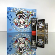 Ed Hardy BORN WILD 3pc Men Set  1.7oz EDT Spr + 3oz B/Wash + 7.5ml (MINI) Spr