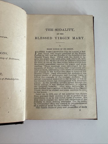 1914 Manual of the Sodality of the Blessed Virgin Mary Antique Prayer book - Picture 8 of 10