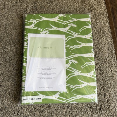 Garnet Hill 100% Cotton Green Flat Sheet Happy Hounds Dogs Full New Old Stock