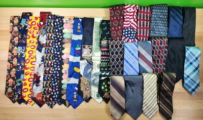 Lot Of 27 Men s Ties Mixed Brands Silk Patterns Neck Ties Veggietales, Dr. Seuss