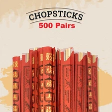500 Sets Premium Disposable Bamboo Chopstick Sleeved and Separated FREE SHIPPING